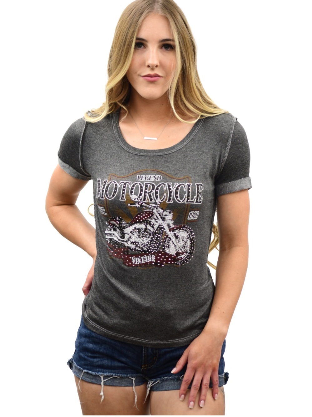 Liberty Wear NWT Legend Motorcycle Grey Women's T-Shirt Small